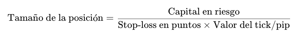 Fórmula para calcular el tamaño de posición en trading