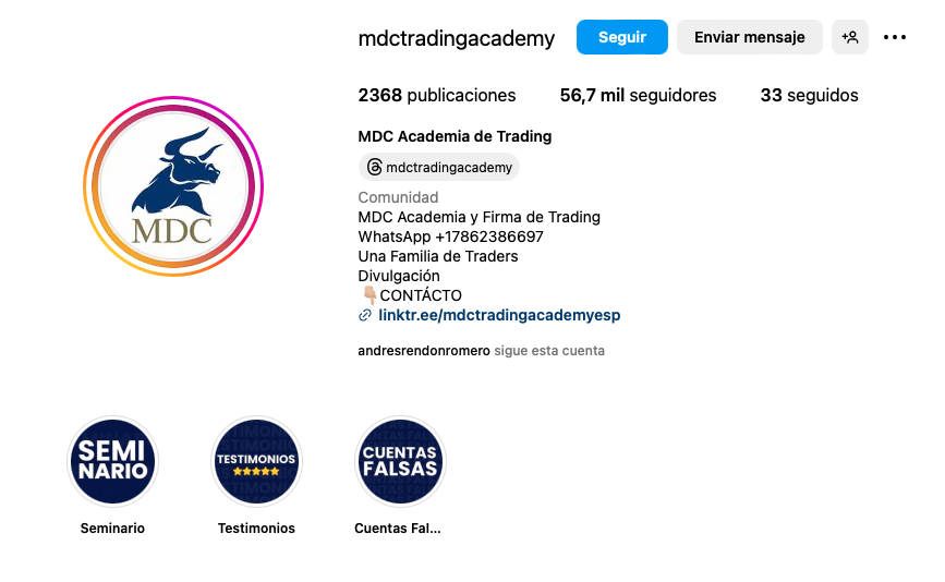 Cuenta Oficial de Instagram de MDC Trading Academy